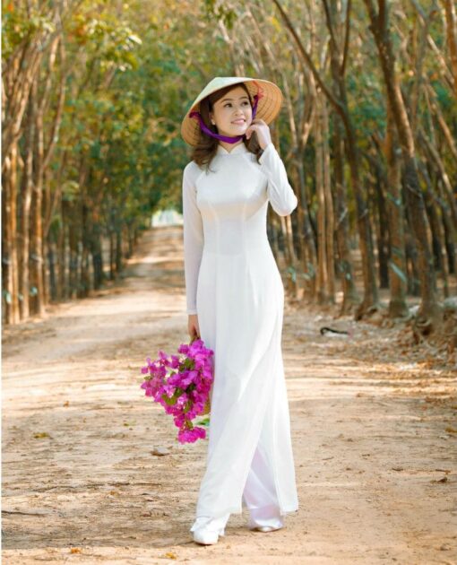 Ao Dai Vietnam New Collection Small Flower Decoration