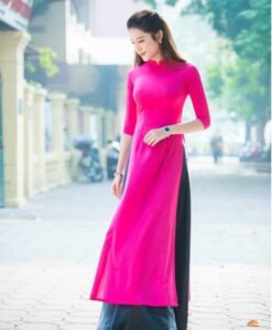 modern ao dai designs deep pink dress