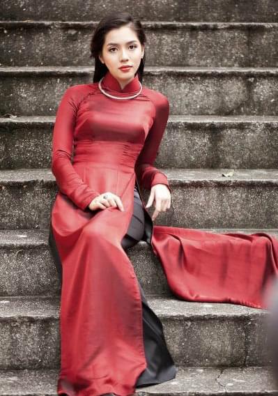 Brick-Red-Ao-Dai-Vietnam Brick-Red-Ao-Dai-Vietnam