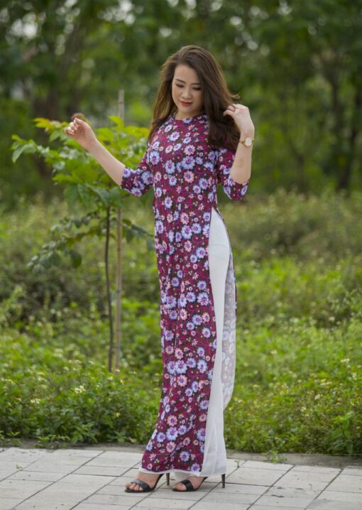 New Traditional Floral Ao Dai Vietnam 2