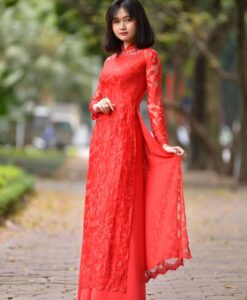 Dentelle rouge Ao Dai double couches 1